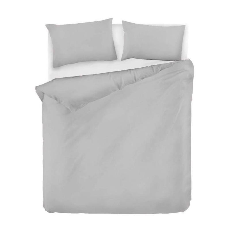 Parure de lit - 1 housse de couette 220 x 240 cm + 2 taies d'oreiller 60 x 60 cm - 65% coton, 35% polyester - Gris