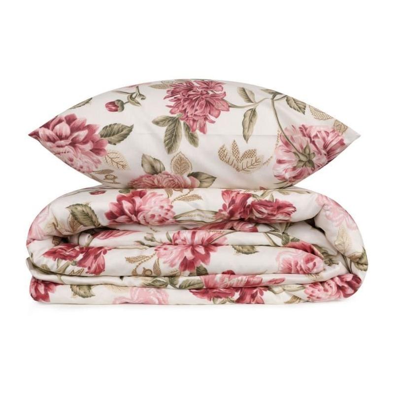 Parure de lit - 1 housse de couette 220 x 240 cm + 2 taies d'oreiller 60 x 60 cm - 65% coton, 35% polyester - Creme