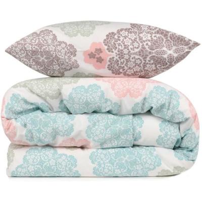Parure de lit - 1 housse de couette 220x240 cm + 2 taies d'oreiller 60x60 cm - 70% coton, 30% polyester - Turquoise