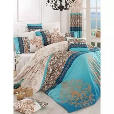 Parure de lit turquoise 100% coton renforcé - 220x240cm + 2 taies - PARURE DE COUETTE Parure de lit turquoise 100% coton renforcé - 220x240cm + 2 taies - PARURE DE COUETTE