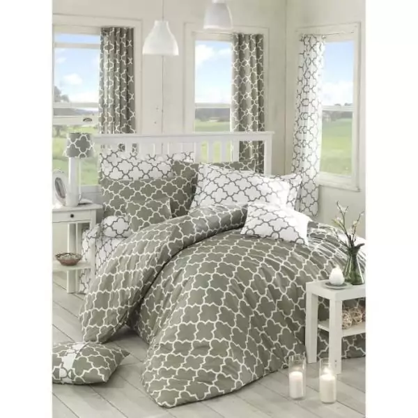 Parure de lit - 1 housse de couette 220 x 240 cm + 2 taies d'oreiller 60 x 60 cm - 100% coton renforcé - Gris