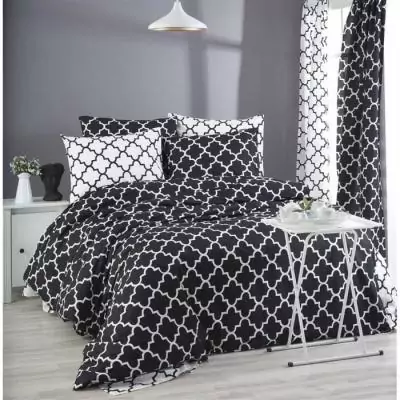 Parure de lit 220x240 cm + 2 taies 60x60 cm - Coton renforcé noir Parure de lit 220x240 cm + 2 taies 60x60 cm - Coton renforcé noir
