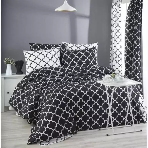 Parure de lit - 1 housse de couette 220 x 240 cm + 2 taies d'oreiller 60 x 60 cm - 100% coton renforcé - Noir