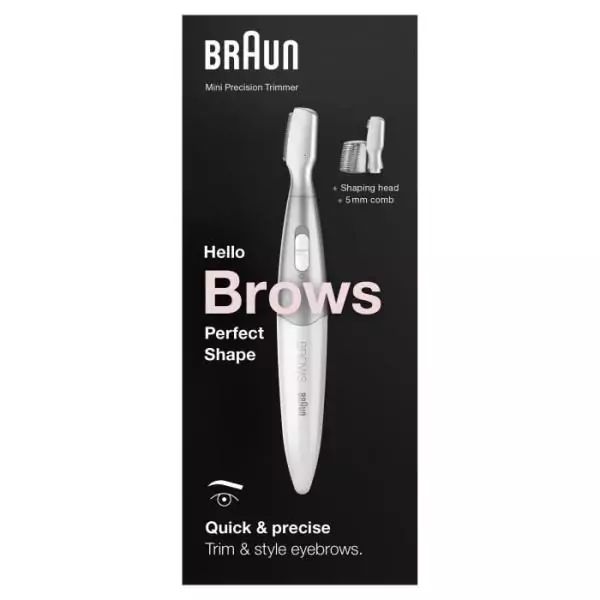 Mini-tondeuse de précision - BRAUN - FG1106 Sourcils- 1 vitesse - Pile - Gris / Blanc