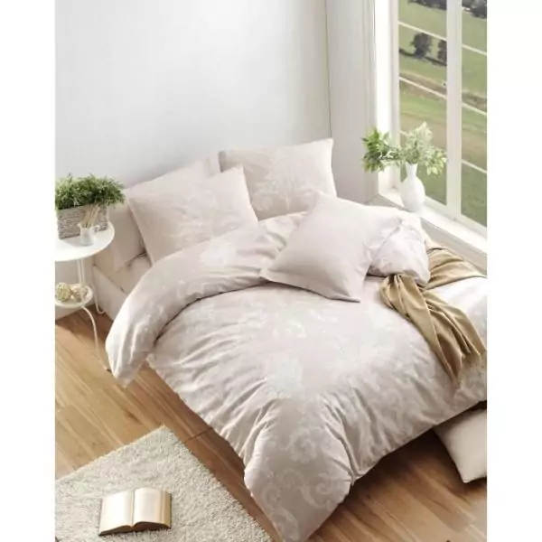 Parure de lit - 1 housse de couette 220 x 240 cm + 2 taies d'oreiller 60 x 60 cm - 65% coton, 35% polyester - Vison