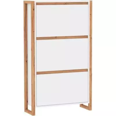 Meuble à chaussures DENVER 49A - Blanc/Chêne - Organisation parfaite