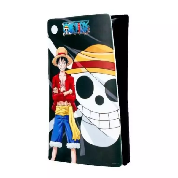 Façade de protection - KONIX - One Piece - PS5 Slim - Silicone - Antichoc - Anti-rayures - Motif Luffy - Noir