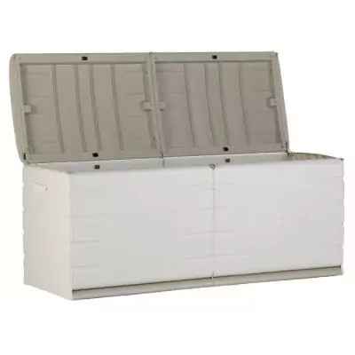 Coffre de rangement extérieur 450L avec roulettes - Beige Coffre de rangement extérieur 450L avec roulettes - Beige
