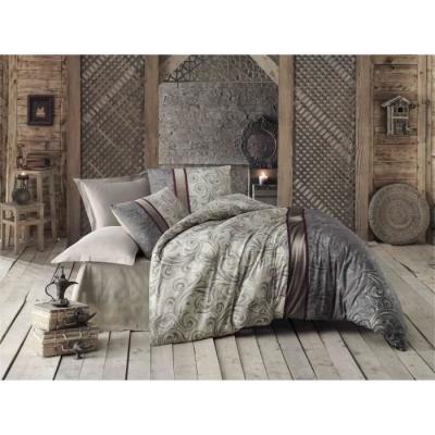 Ensemble de literie gris 220x240 cm + 2 taies 60x60 cm