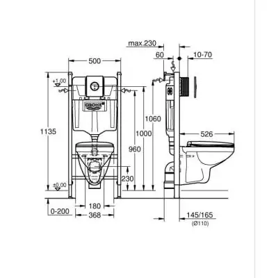 Ensemble WC GROHE 5 en 1 - Blanc céramique - 1.13m