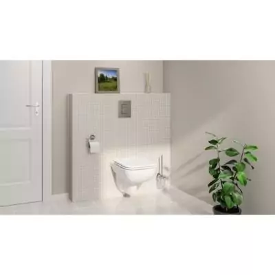 Pack WC suspendu GROHE 5 en 1 - Blanc - 1.13m - Céramique - Cuvette + abattant + plaque + supports