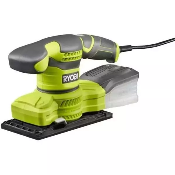 RYOBI Ponceuse vibrante 1/3 de feuille - 200 W - Systeme d'aspiration - Collecteur plastique + 3 abrasifs