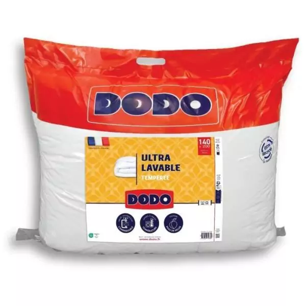 DODO - Couette tempérée 300 g/m² - ULTRA LAVABLE - 140 x 200 cm - Blanc