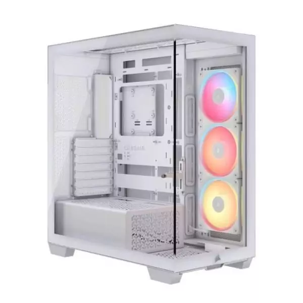 Boitier PC - CORSAIR - 3500X LXR LINK Tempered Glass Mid-Tower - 3 ventilateurs RGB a rotor inversé - Blanc