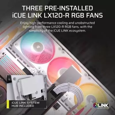 Boitier PC - CORSAIR - 3500X LXR LINK Tempered Glass Mid-Tower - 3 ventilateurs RGB a rotor inversé - Blanc Boitier PC - CORSAIR - 3500X LXR LINK Tempered Glass Mid-Tower - 3 ventilateurs RGB a rotor inversé - Blanc