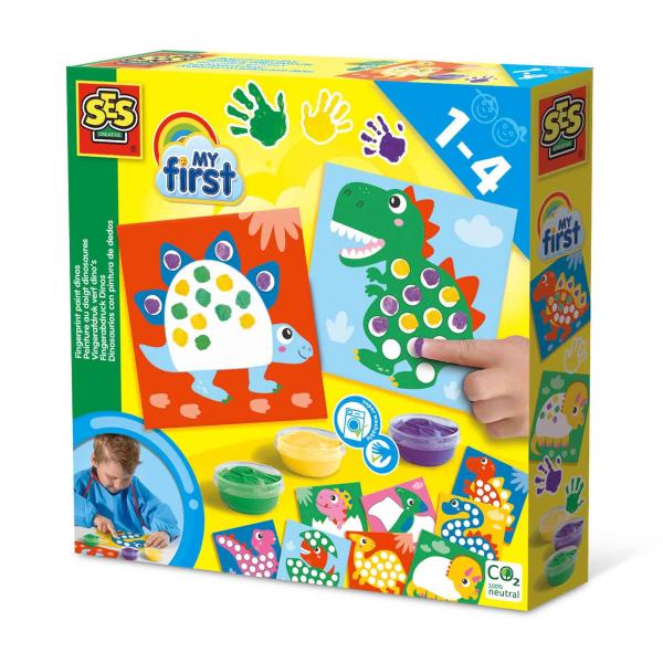 My first - Peinture au doigt - Dinosaures - SES CREATIVE - Peins 10 cartes de dinosaures.