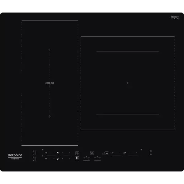 Table de cuisson induction - HOTPOINT - 3 zones - Zones modulables - L 59 x P 51 cm - HB2760BNE - 7200W total - Noir
