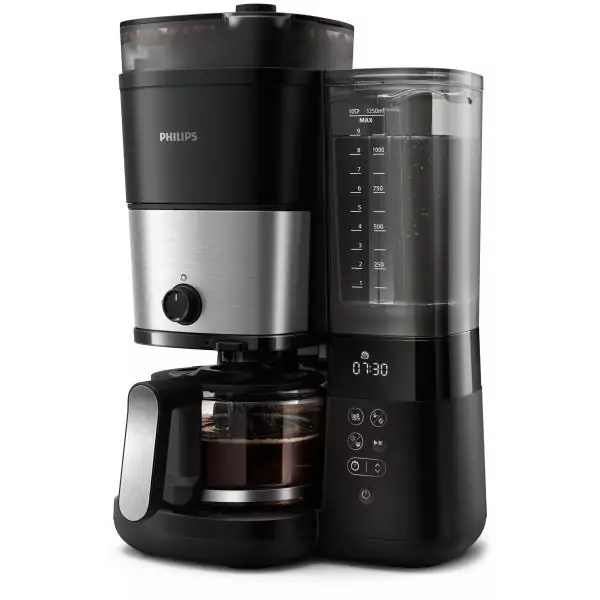 Cafetiere filtre - PHILIPS - HD7888/01 - cafetiere avec broyeur - métal - Grind & Brew - 1.25L
