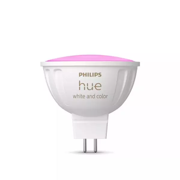 Ampoule connectée - PHILIPS HUE - MR16 - Lumiere blanche et colorée - Compatible bluetooth - Fonctionne avec App et voix