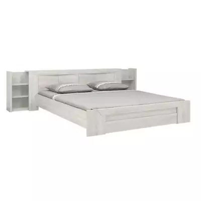 Ensemble lit 180X200 cm + Tete cosy EDEN - Bois et chene blanchi