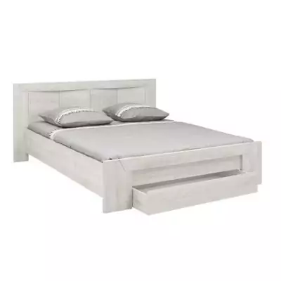 Lit adulte EDEN 160X200 cm - Style naturel avec rangements - GAMI