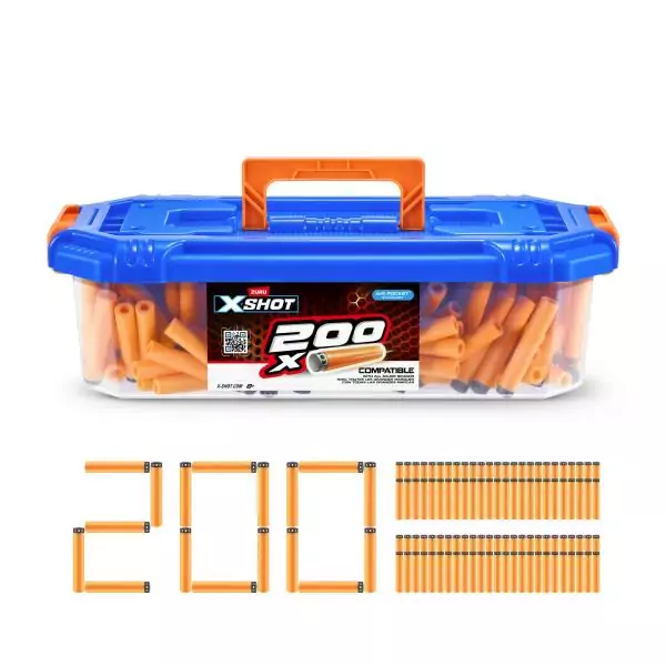 Recharge de Fléchettes - ZURU - Baril 200 Fléchettes XSHOT - 200 fléchettes a poche d'air compatibles avec plusieurs marques