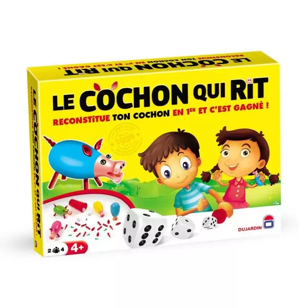 LE COCHON QUI RIT - PAR 4 - Jeu de société - DUJARDIN - Rassemblez votre cochon en lançant les dés dans ce jeu familial !