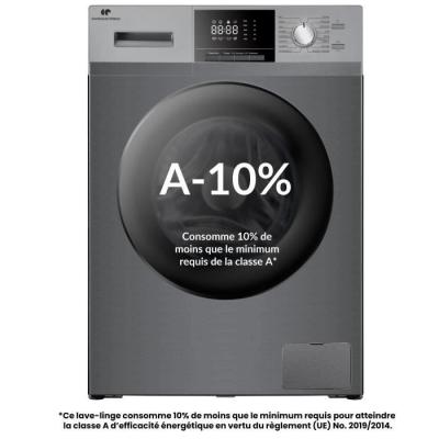 Lave-linge hublot - CONTINENTAL EDISON - CELL10140S3 - 10kg - Moteur induction - 60 cm - 1400 trs/min - Silver