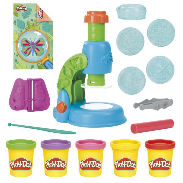 Play-Doh Mon petit microscope, pâte a modeler, 9 accessoires et 5 couleurs, des 3 ans