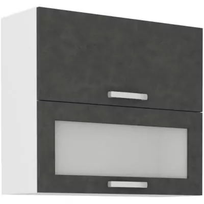 Meuble haut 2 portes basculantes - L 80 x P 31,6 x H 72 - Gris mat - Pratique et élégant