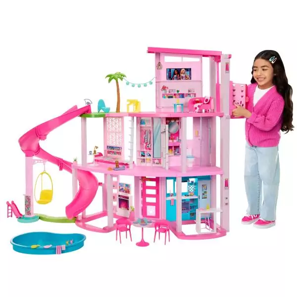 Barbie-Maison de Reve-Maison de poupée 3 niveaux, piscine et toboggan HMX10