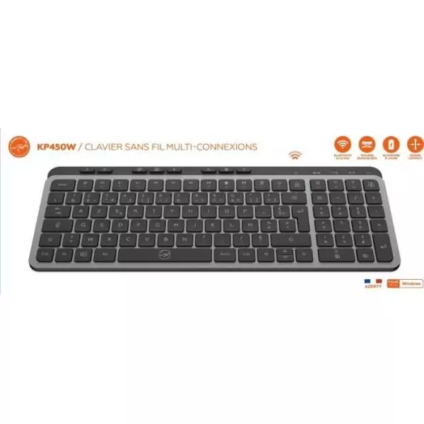 Clavier compact - Touches plates - MOBILITY LAB - KP450W - AZERTY - FR - Multi-connexions - Noir