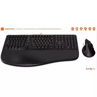 Ensemble clavier souris sans fil ergonomique - MOBILITY LAB - C30W - Noir