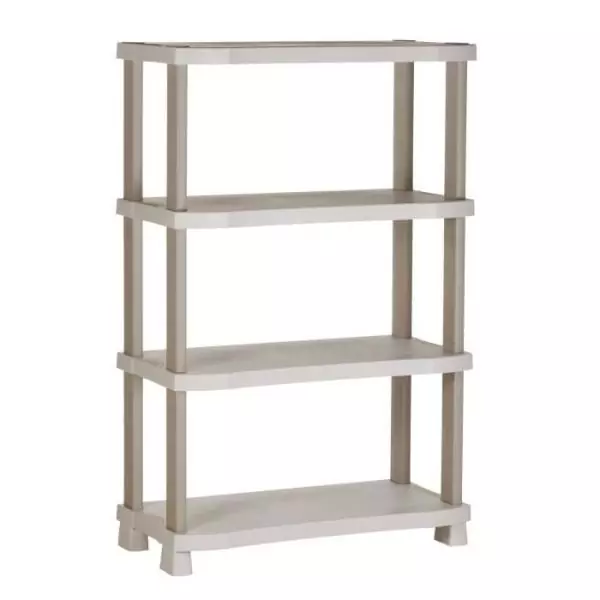 Etagere - PLASTIKEN - Plastique - 90 x 45 x 141 cm - 4 étages - Beige