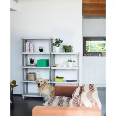 Etagere Plastique 4 étages Beige - 90 x 45 x 141 cm Etagere Plastique 4 étages Beige - 90 x 45 x 141 cm