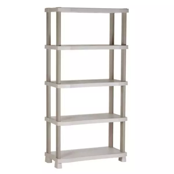Etagere - PLASTIKEN - Plastique - 90 x 45 x 184 cm - 5 étages - Beige