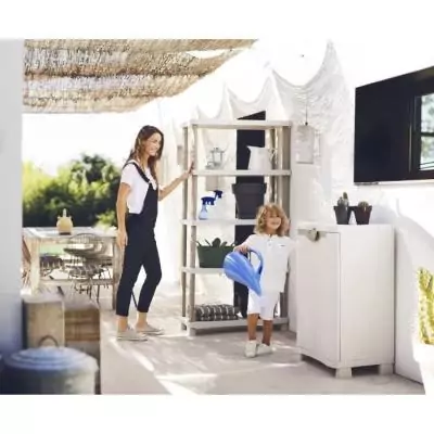 Etagere Plastique 5 étages - Beige - 90 x 45 x 184 cm Etagere Plastique 5 étages - Beige - 90 x 45 x 184 cm