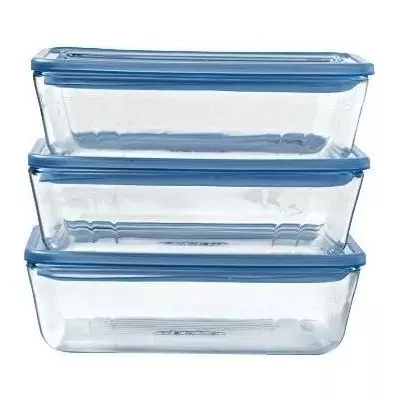 Lot de 3 boîtes hermétiques Pyrex en verre - 0,8 L