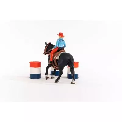schleich Cowgirl et Tonneaux de Racing