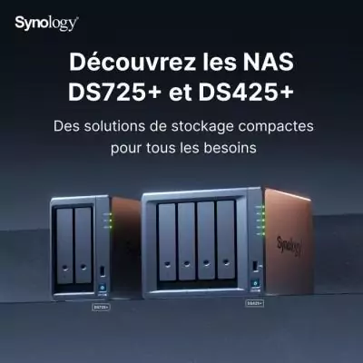 Serveur NAS PME - SYNOLOGY - DS725+ - 2 baies - 4 Go de RAM Serveur NAS PME - SYNOLOGY - DS725+ - 2 baies - 4 Go de RAM
