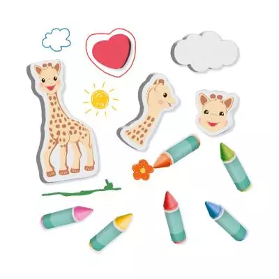 SES Creative Sophie la girafe - Crayons de couleur pour le bain et formes