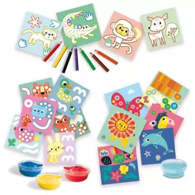SES Creative My First - 3 en 1 Peinture au doigt, coloriage et formes autocollantes