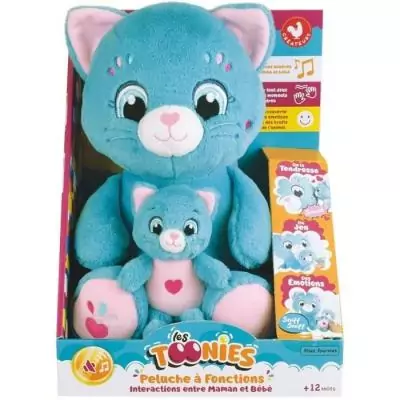 Peluche douce interactive maman chat et son bébé - 6 fonctions Peluche douce interactive maman chat et son bébé - 6 fonctions