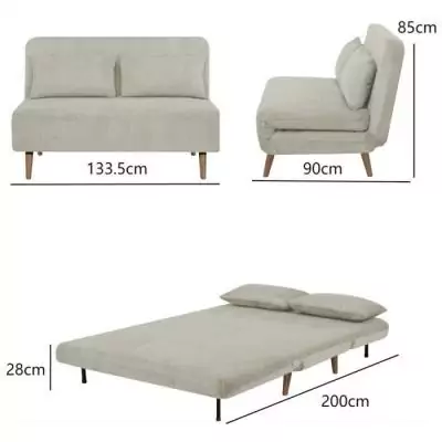 Banquette BZ 2 places Velours Côtelé Beige - 130 x 90 x 81 cm