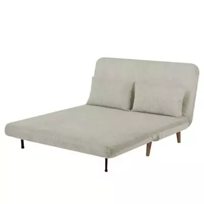 Banquette BZ 2 places Velours Côtelé Beige - 130 x 90 x 81 cm