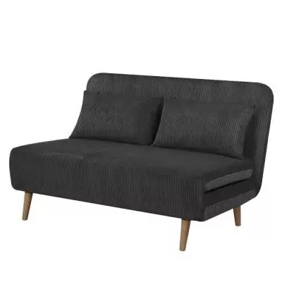 Banquette BZ 2 places en velours noir - 130 x 90 x 81 cm