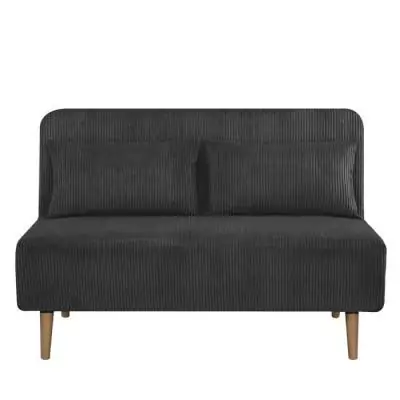 Banquette BZ 2 places en velours noir - 130 x 90 x 81 cm