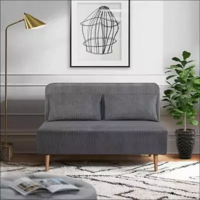 Banquette BZ 2 places Velours Côtelé Gris Clair Banquette BZ 2 places Velours Côtelé Gris Clair