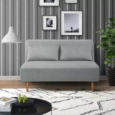 Banquette BZ 2 places en Tissu Gris clair - Confortable et Pratique
