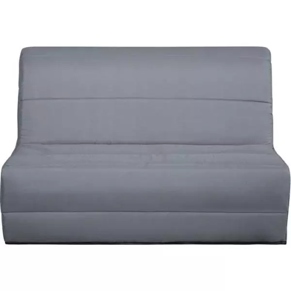 Banquette convertible BZ DUNLOPILLO- 2 places - Tissu gris - L 140 x H 94 x P 55 cm - PEARL